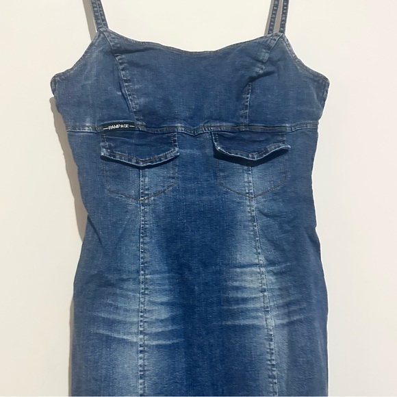 Vintage 90’s Rampage Denim Knee Length Body-con Dress Size 7 - Picture 6 of 7